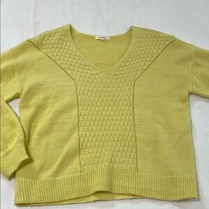 Maurices Yellow V-Neck Sweater with Textured Knit